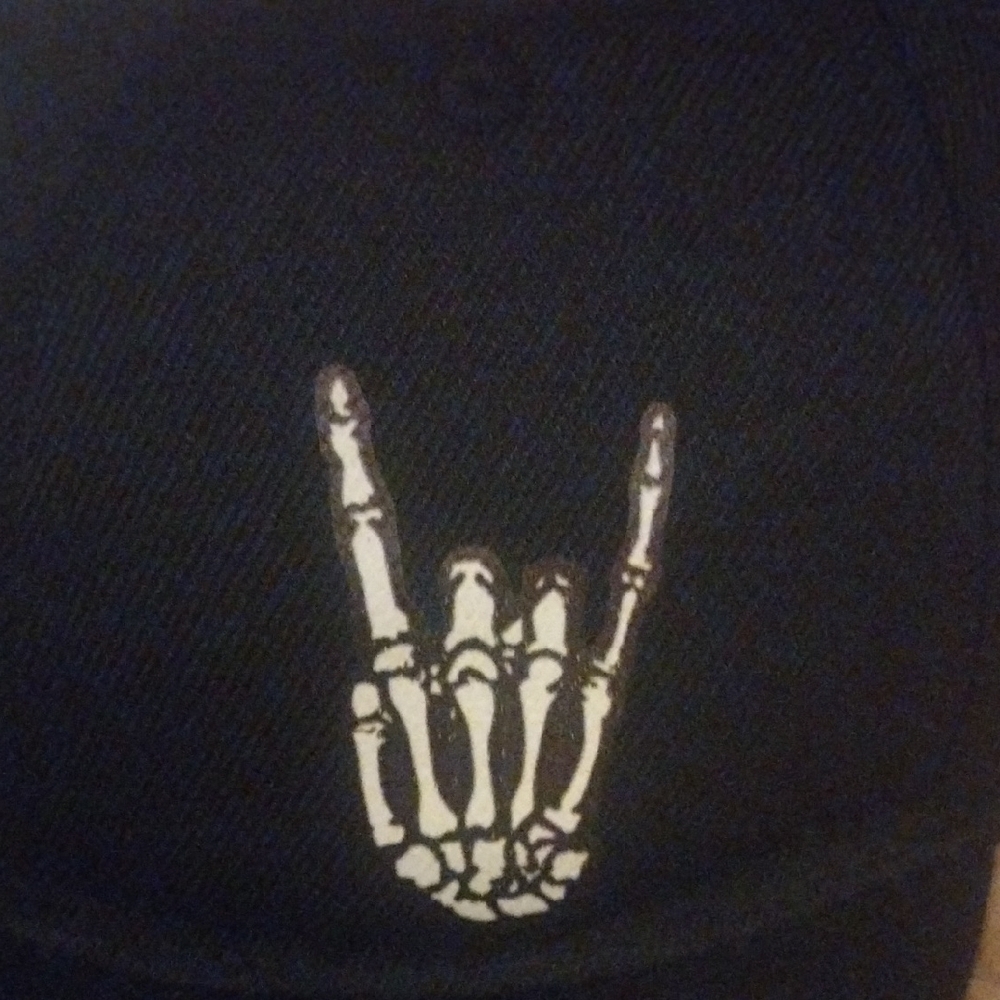 Black Cap with Skeleton Hand Design - Picture 3 of 8